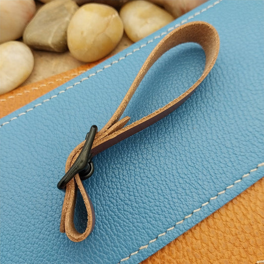 Whiskey Brown Italian Leather Pocket Watch Fob Strap & Black Solid Buckle