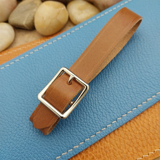 Whiskey Brown Italian Leather Pocket Watch Fob Strap &Nickel Finish Solid Buckle