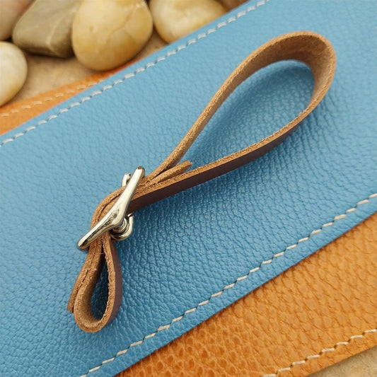 Whiskey Brown Italian Leather Pocket Watch Fob Strap &Nickel Finish Solid Buckle