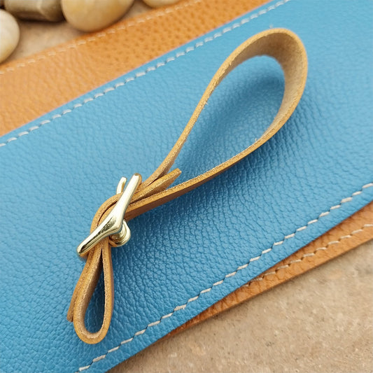 Yellow Italian Leather Pocket Watch Fob Strap & Brass Finish Solid Buckle