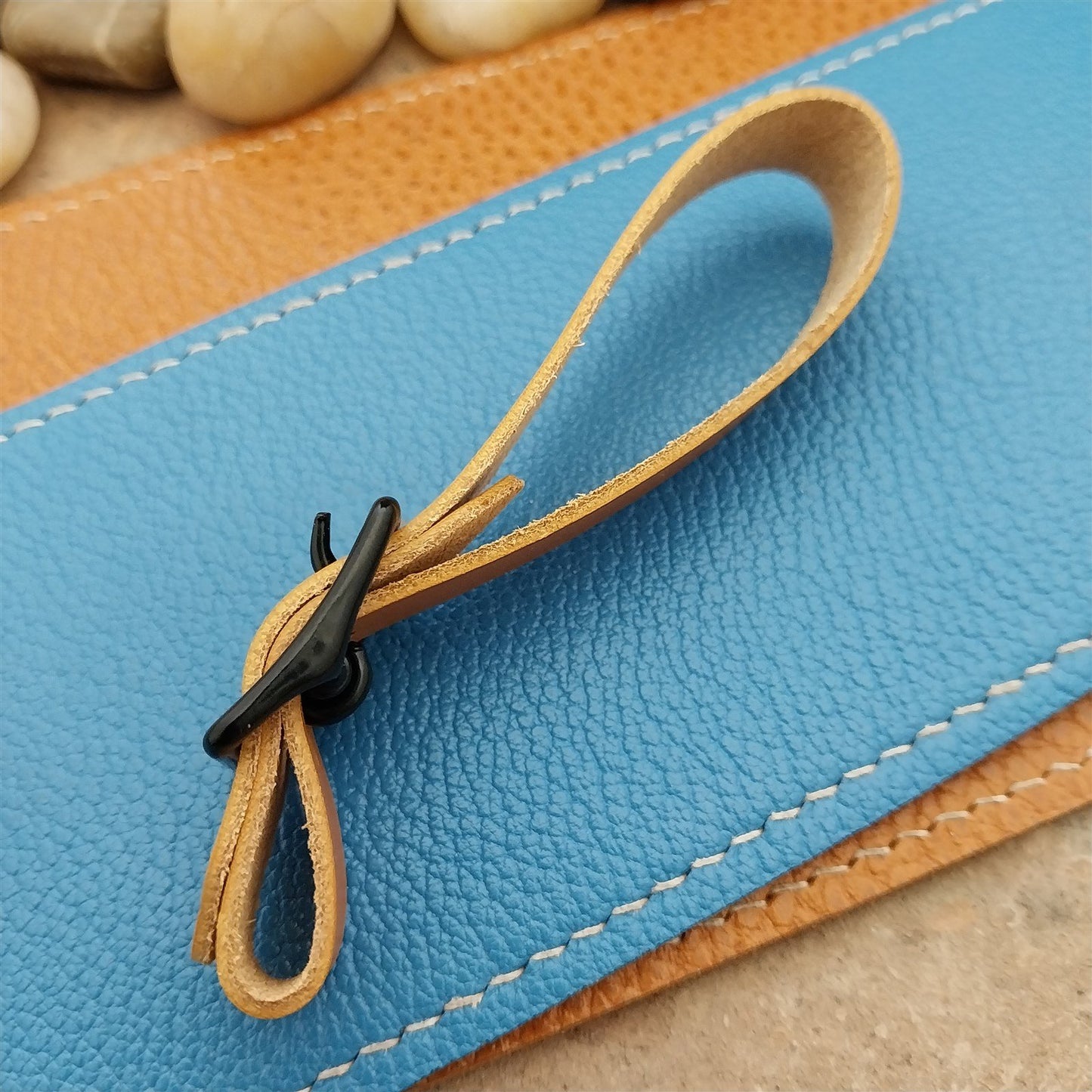 Yellow Italian Leather Pocket Watch Fob Strap & Black Solid Buckle