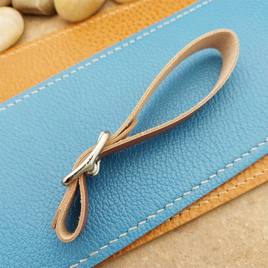 Kakishibu Stained Calfskin Vintage Pocket Watch Fob Strap & Nickel Finish Buckle