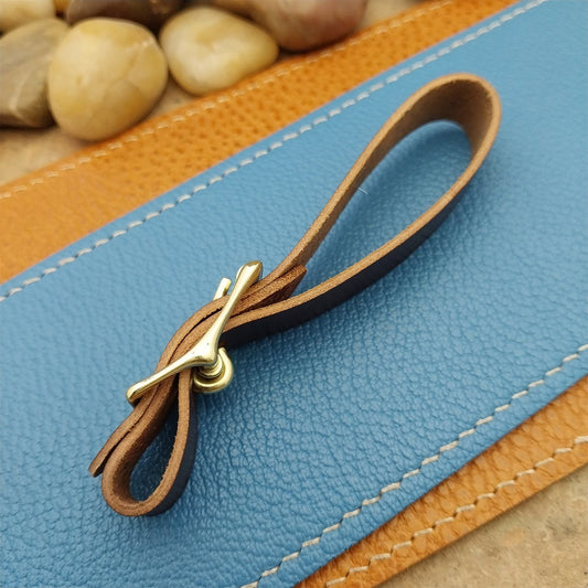 Shell Cordovan Leather Vintage Pocket Watch Fob Strap &Brass Finish Solid Buckle