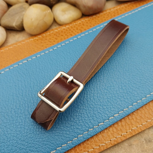 Shell Cordovan Leather Vintage Pocket Watch Fob Strap & Nickel Finish Buckle
