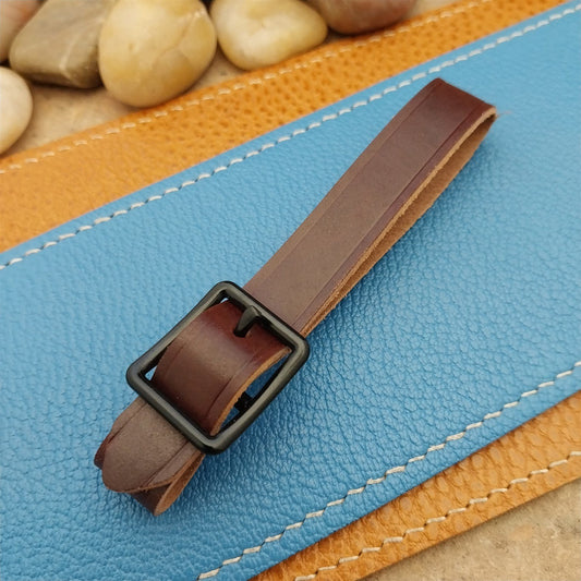 Shell Cordovan Leather Vintage Pocket Watch Fob Strap & Solid Black Buckle