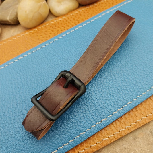 Shell Cordovan Leather Vintage Pocket Watch Fob Strap & Black Solid Buckle