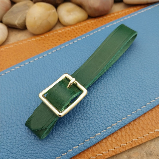 Green Italian Leather Pocket Watch Fob Strap & Polished Brass Finish Solid Buckle