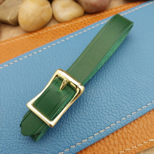 Green Italian Leather Pocket Watch Fob Strap& Polished Brass Finish Solid Buckle
