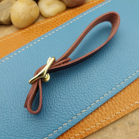 Plum Buttero Leather Vintage Pocket Watch Fob Strap & Polished Brass Finish Buckle