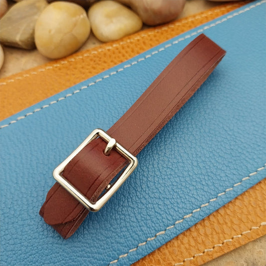 Plum Buttero Leather Vintage Pocket Watch Fob Strap & Nickel Finish Buckle
