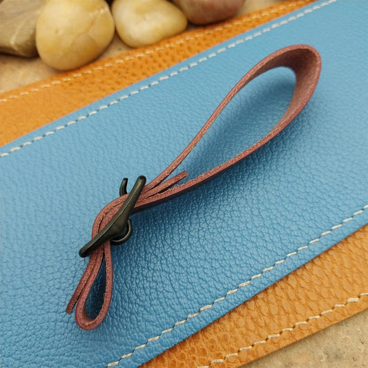 Plum Buttero Leather Vintage Pocket Watch Fob Strap & Solid Black Buckle