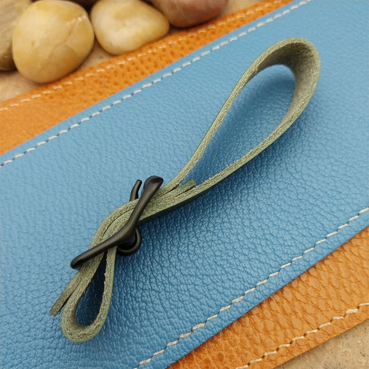 Olive Green Italian Leather Pocket Watch Fob Strap & Black Solid Buckle