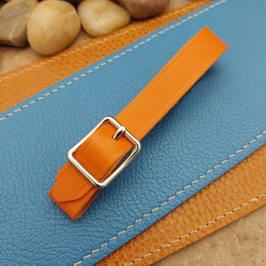 Orange Italian Leather Pocket Watch Fob Strap & Nickel Finish Solid Buckle