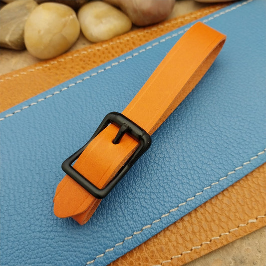 Orange Italian Leather Pocket Watch Fob Strap & Black Solid Buckle