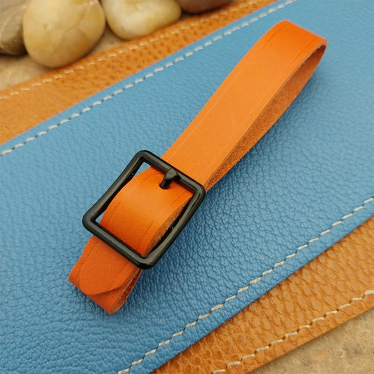 Orange Italian Leather Pocket Watch Fob Strap & Black Solid Buckle