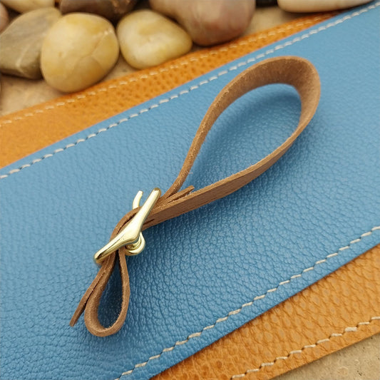 Veg Tanned Pigskin Vintage Pocket Watch Fob Strap & Polished Brass Finish Buckle