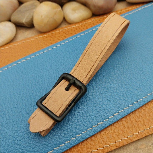 Veg Tanned Pigskin Vintage Pocket Watch Fob Strap & Solid Black Buckle