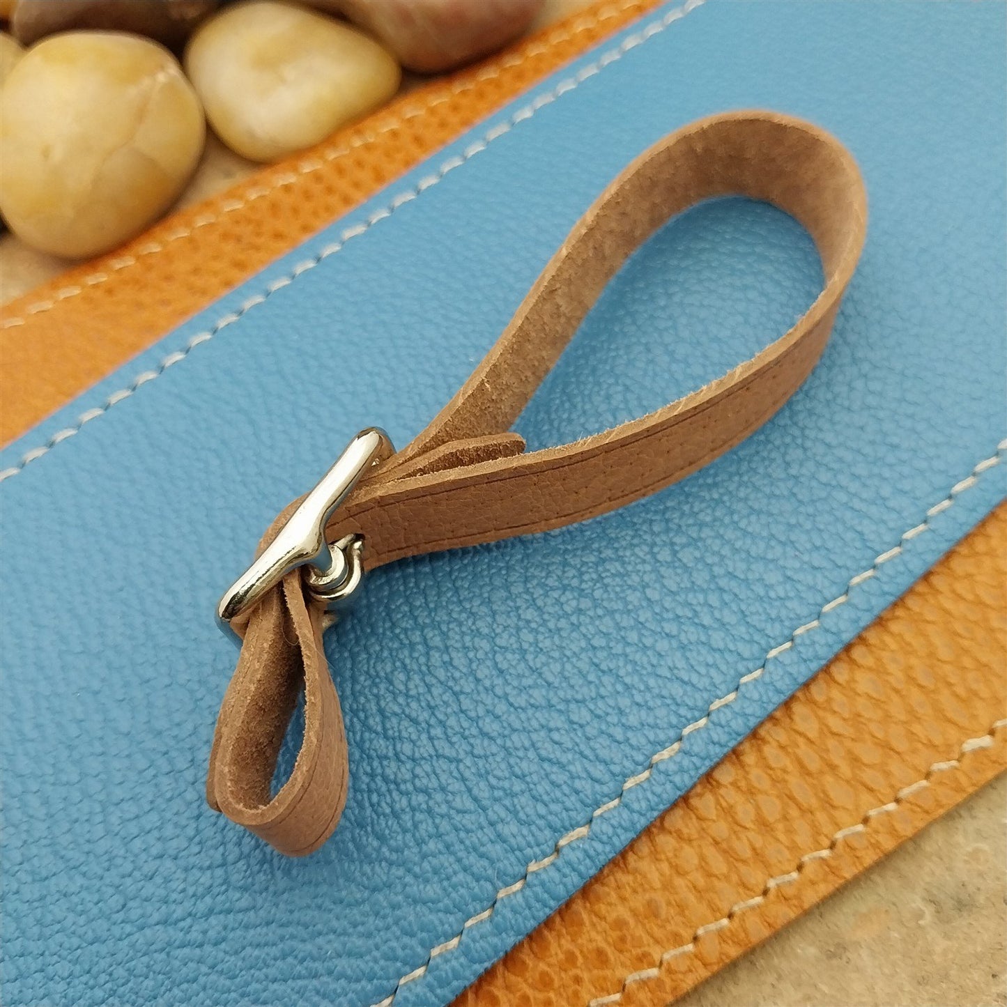 Veg Tanned Pigskin Vintage Pocket Watch Fob Strap & Nickel Finish Buckle