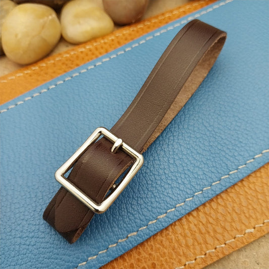 English Bridle Leather Vintage Pocket Watch Fob Strap & Nickel Finish Cast Buckle