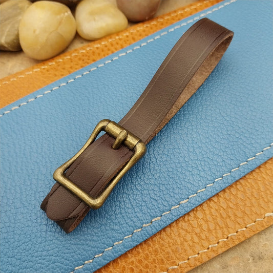 English Bridle Leather Vintage Pocket Watch Fob Strap & Antique Brass Cast Buckle