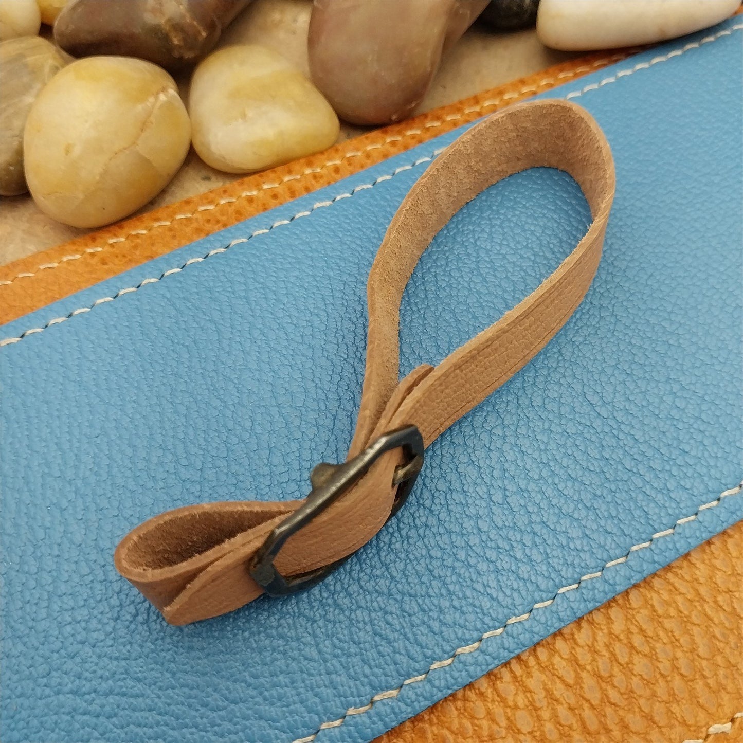 Veg Tanned Pigskin Vintage Pocket Watch Fob Strap & Antique Buckle