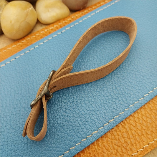 Veg Tanned Pigskin Vintage Pocket Watch Fob Strap With Antique Solid Buckle