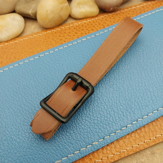 Whiskey Brown Italian Leather Pocket Watch Fob Strap & Black Solid Buckle