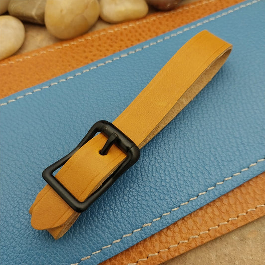 Yellow Italian Leather Pocket Watch Fob Strap & Black Solid Buckle