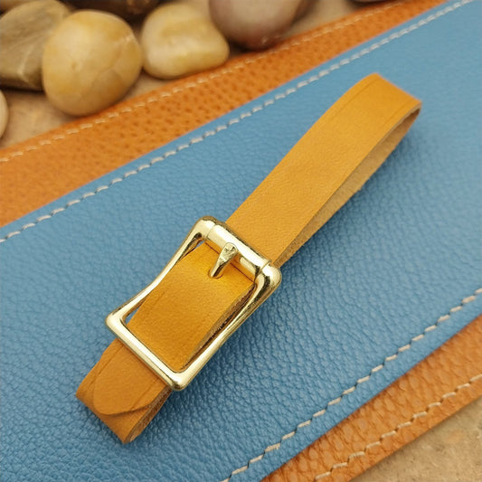 Yellow Italian Leather Pocket Watch Fob Strap & Brass Finish Solid Buckle