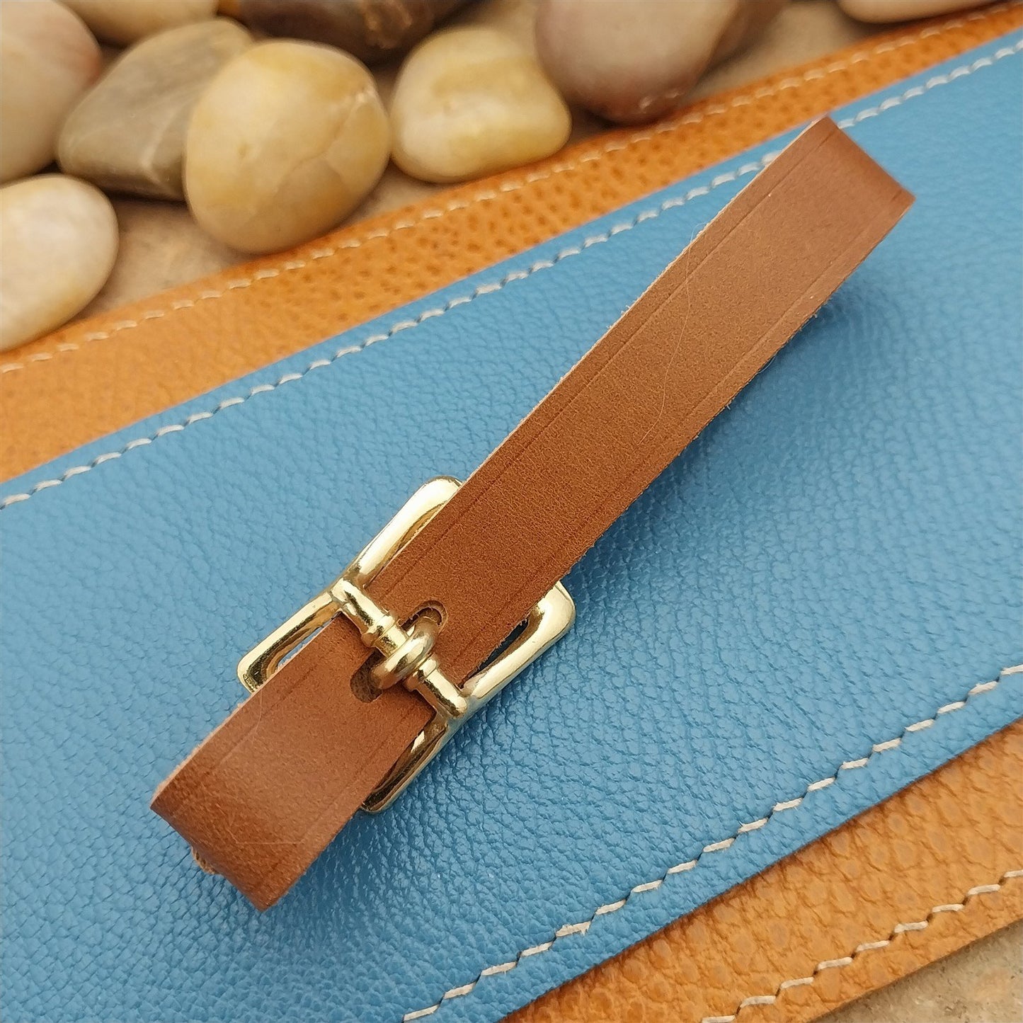 Whiskey Brown Italian Leather Pocket Watch Fob Strap & Brass Finish Solid Buckle