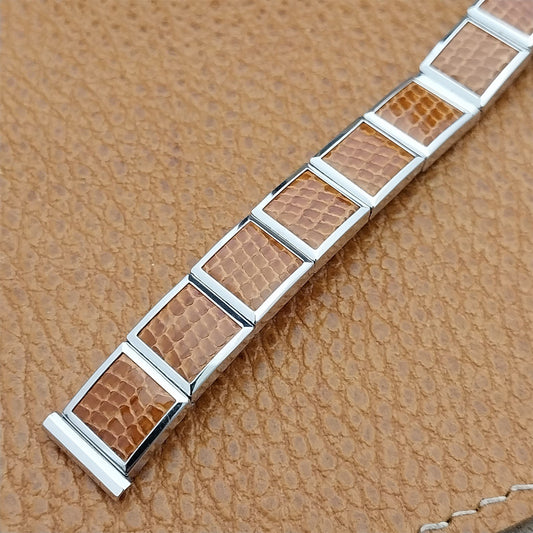 Vintage 1/2" White Gold-Filled & Brown Lizard Speidel Unused Classic Watch Band
