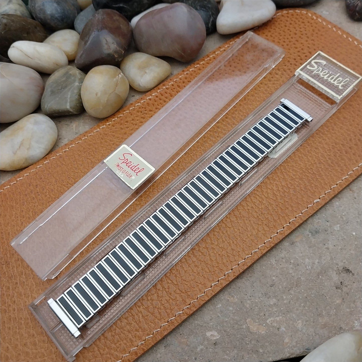 16mm 18mm 19mm Speidel USA Black & Stainless Twistoflex 1980s Unused Watch Band