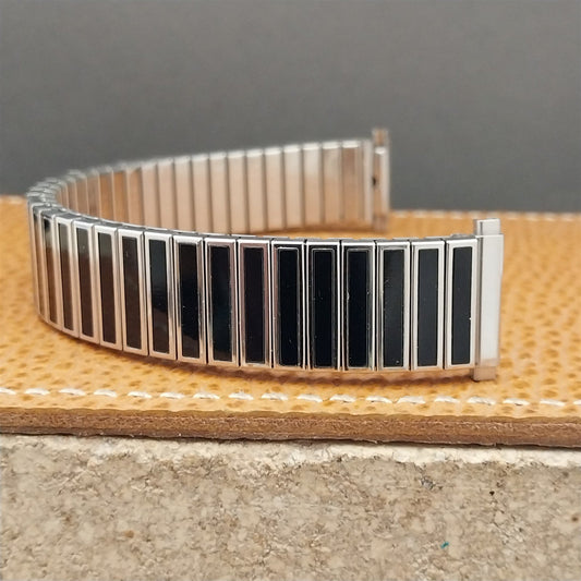 16mm 18mm 19mm Speidel USA Black & Stainless Twistoflex 1980s Unused Watch Band