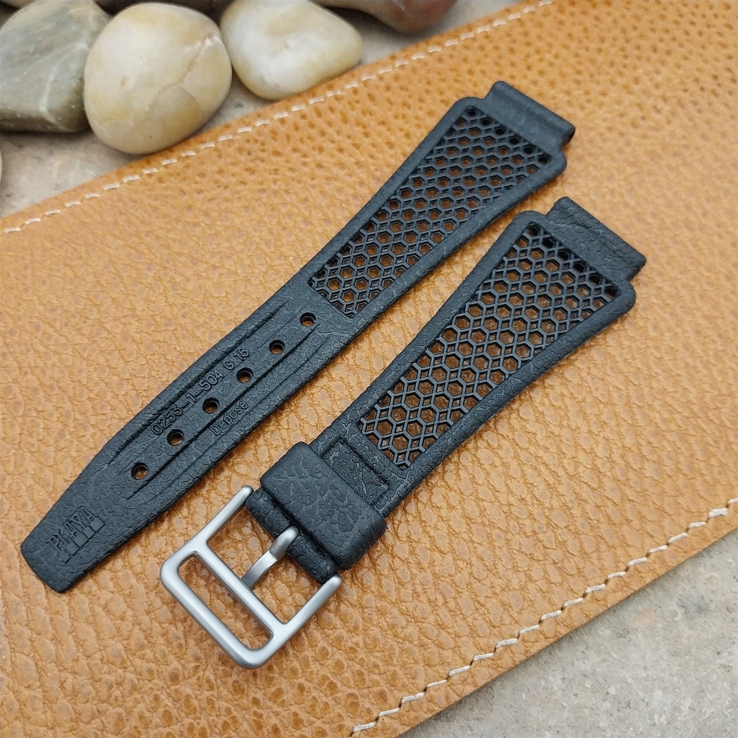 18mm 1970s Skindiver Black Golay Swiss Vintage Watch Band Matte Stainless Buckle