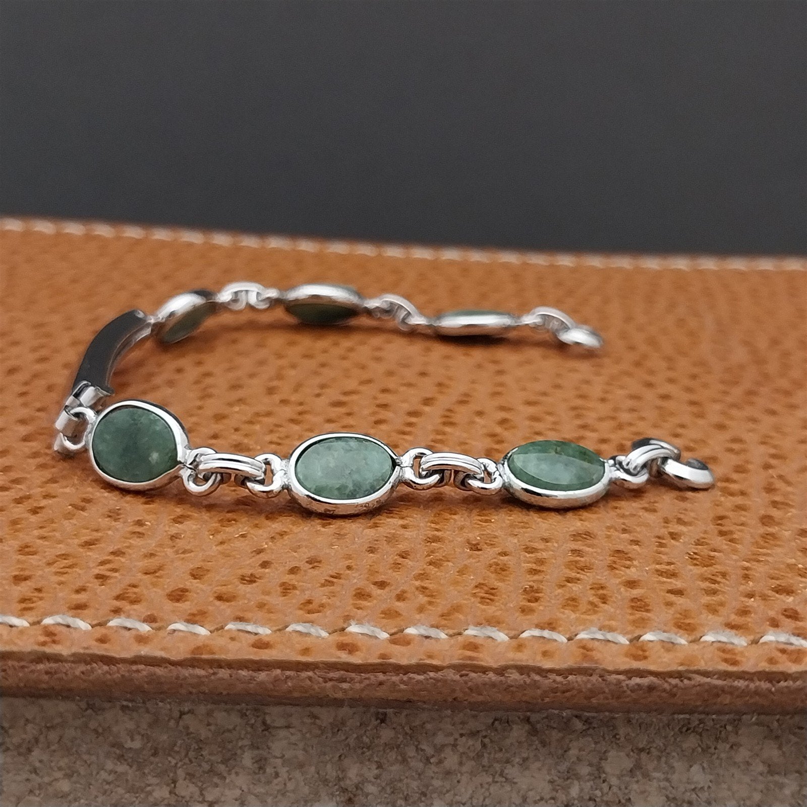 Vintage Jade Stone & White Gold-Filled Ladies Unused 1960s Cocktail Watch Band