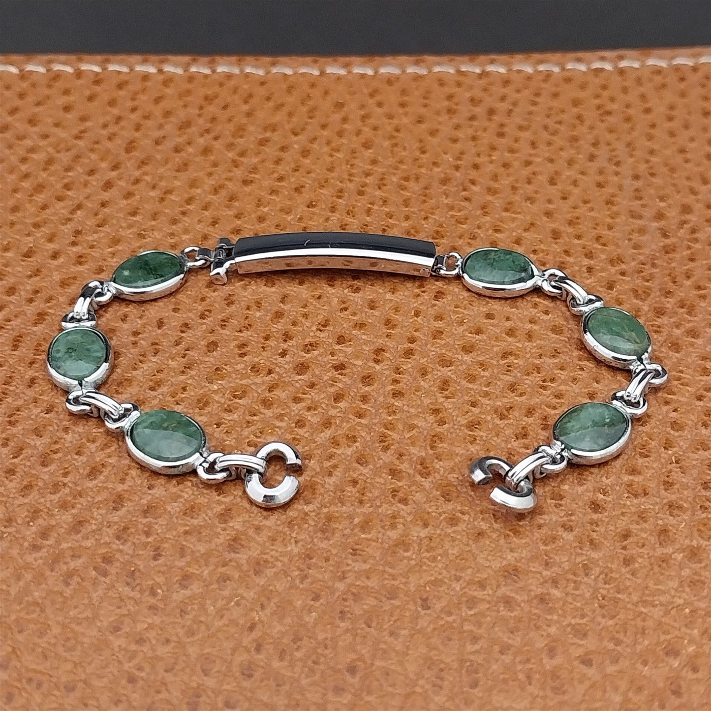 Vintage Jade Stone & White Gold-Filled Ladies Unused 1960s Cocktail Watch Band