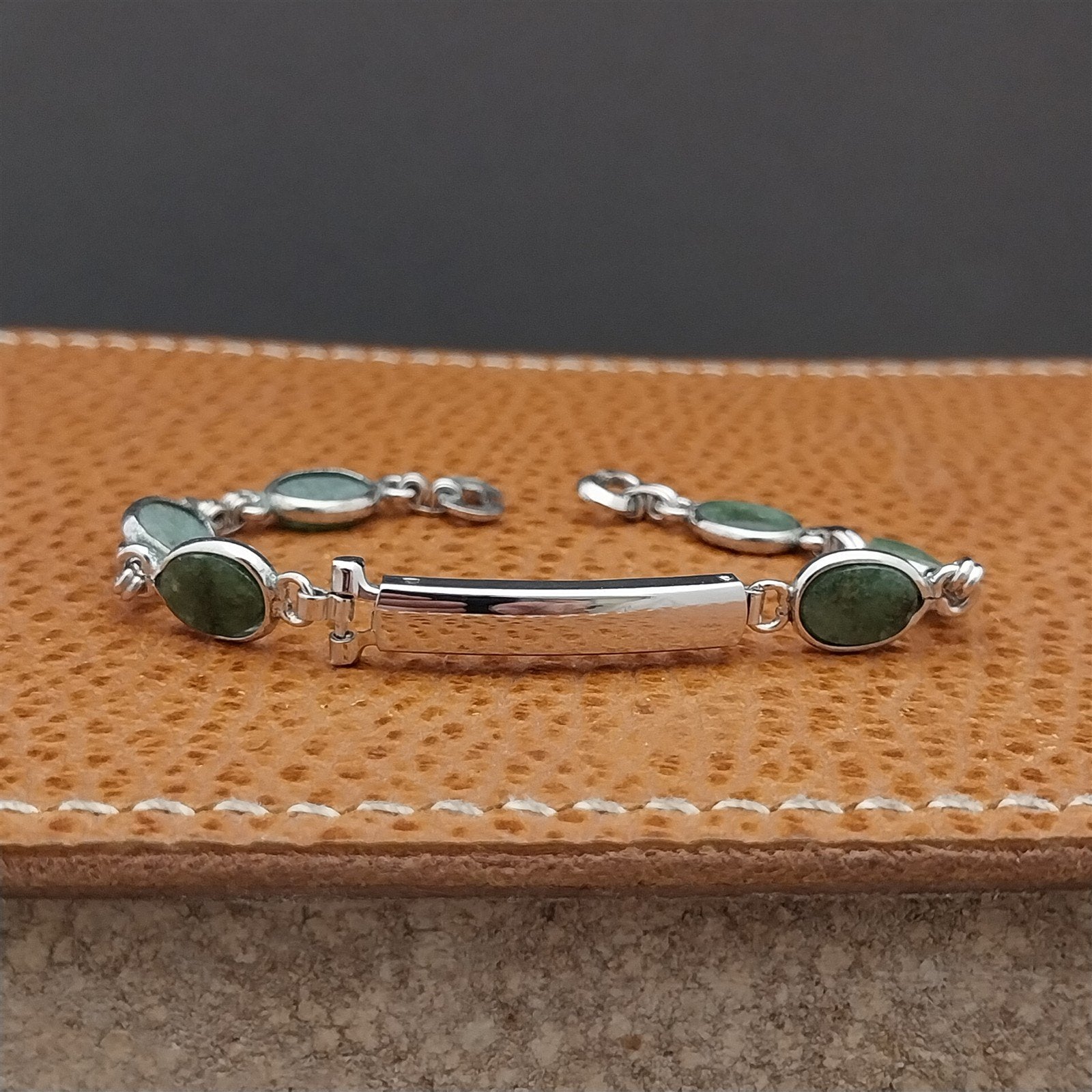 Vintage Jade Stone & White Gold-Filled Ladies Unused 1960s Cocktail Watch Band