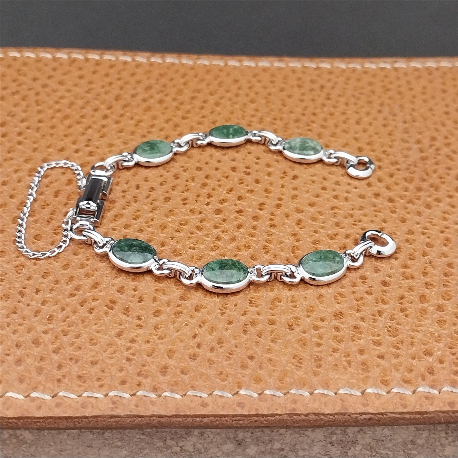 Vintage Jade Stone & White Gold-Filled Ladies Unused 1960s Cocktail Watch Band