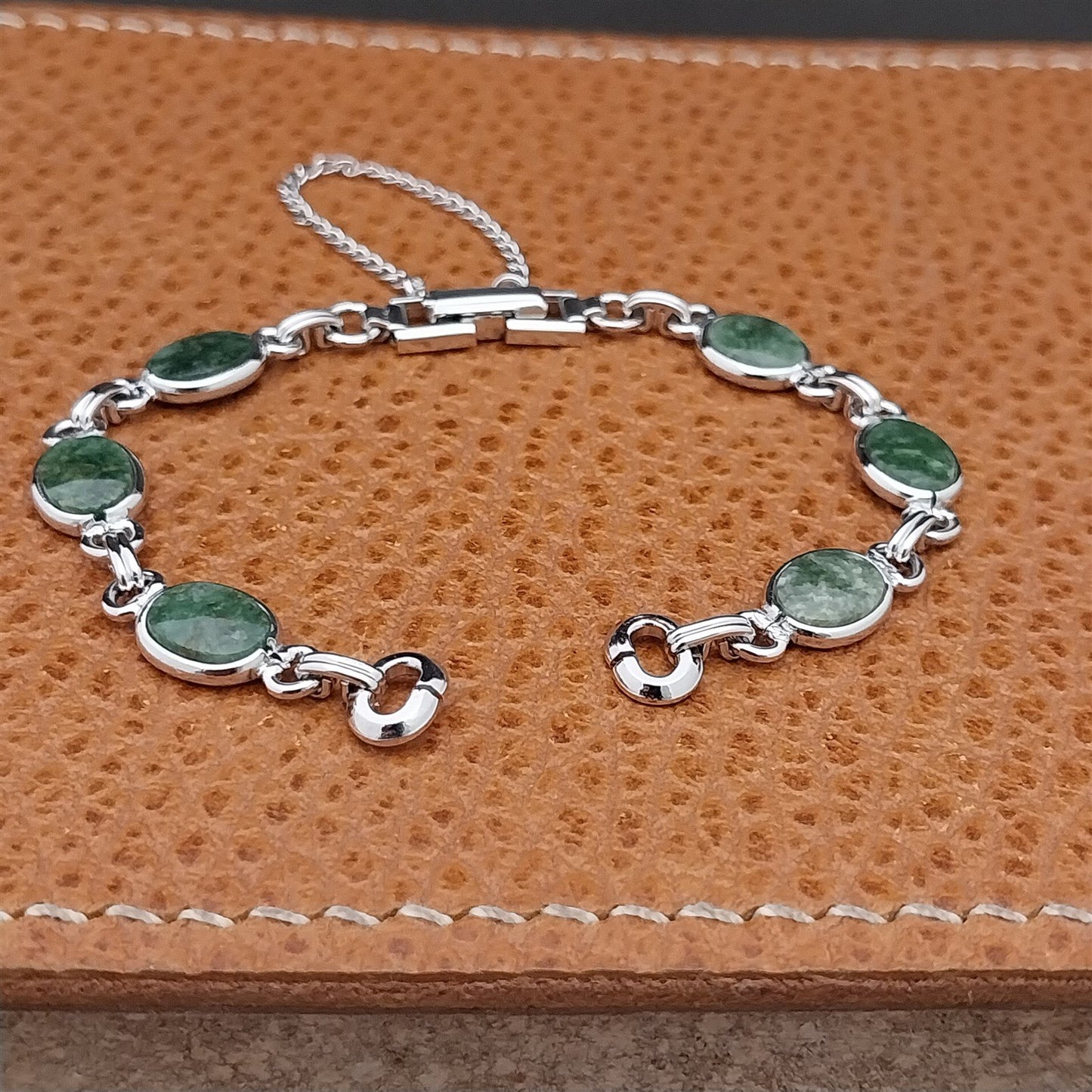 Vintage Jade Stone & White Gold-Filled Ladies Unused 1960s Cocktail Watch Band
