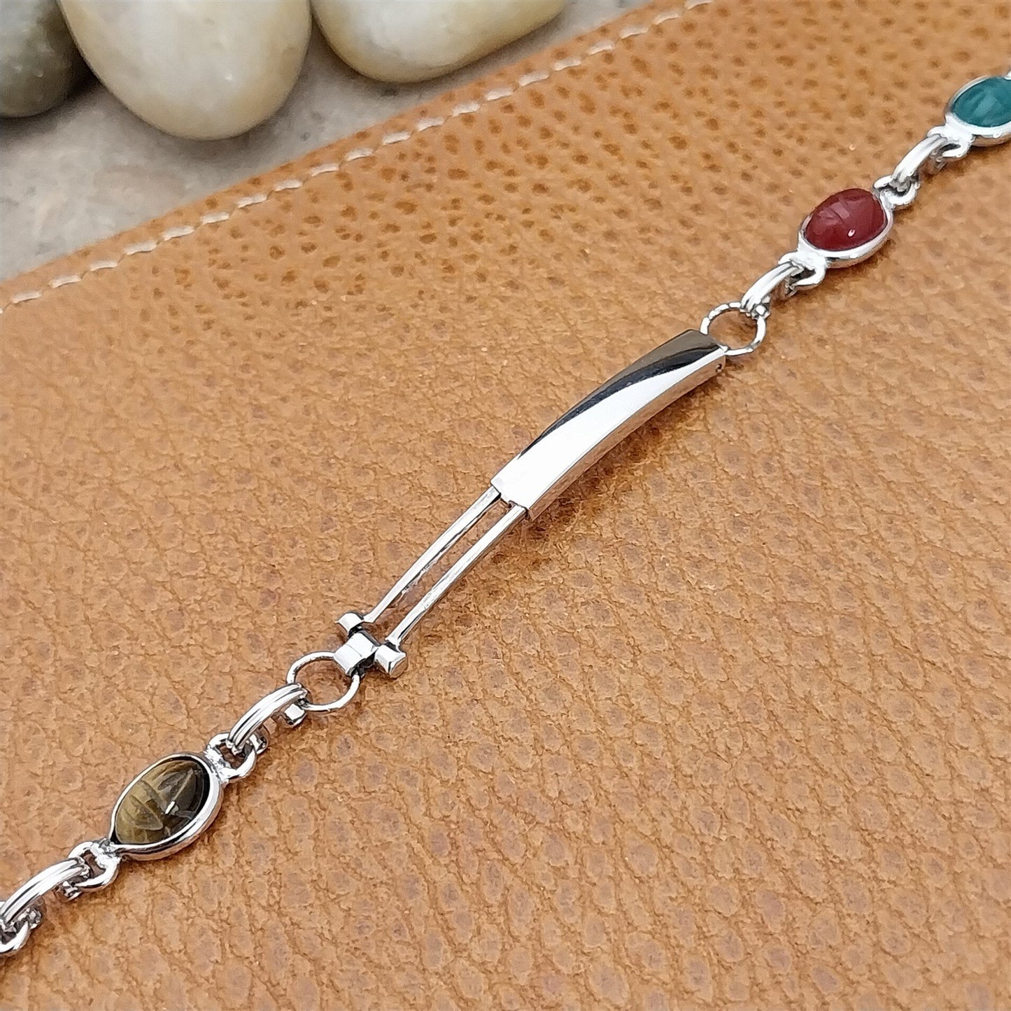 Carved Scarab & Gold-Filled Womens 1960s Unused Vintage Cocktail Watch Bracelet