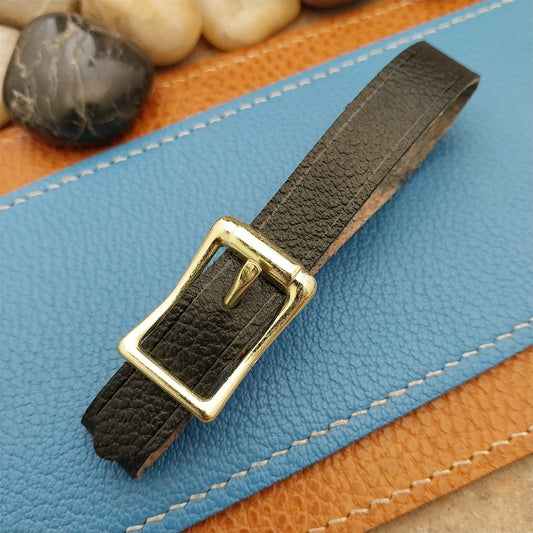Black Grain Saddle Leather Pocket Watch Fob Strap & Brass Finish Solid Buckle