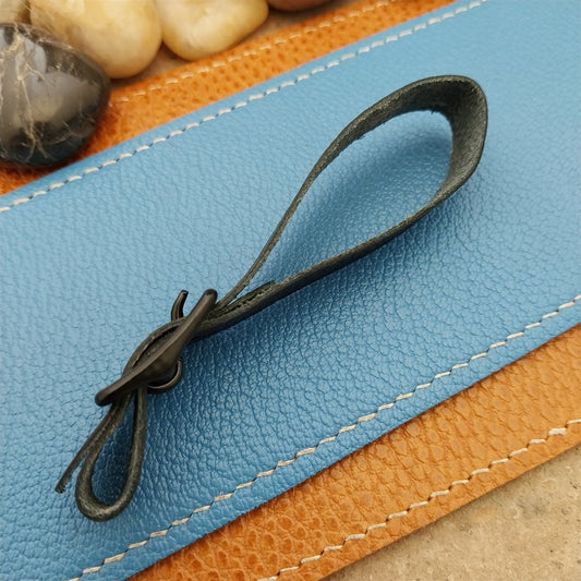 Black Grain Saddle Leather Pocket Watch Fob Strap & Black Solid Buckle