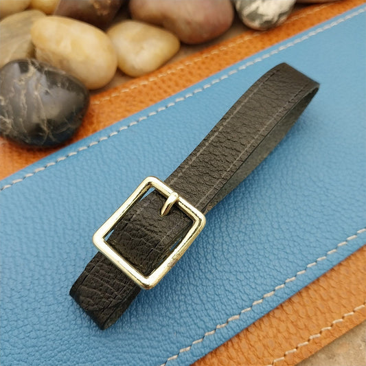 Black Grain Saddle Leather Pocket Watch Fob Strap & Brass Finish Solid Buckle