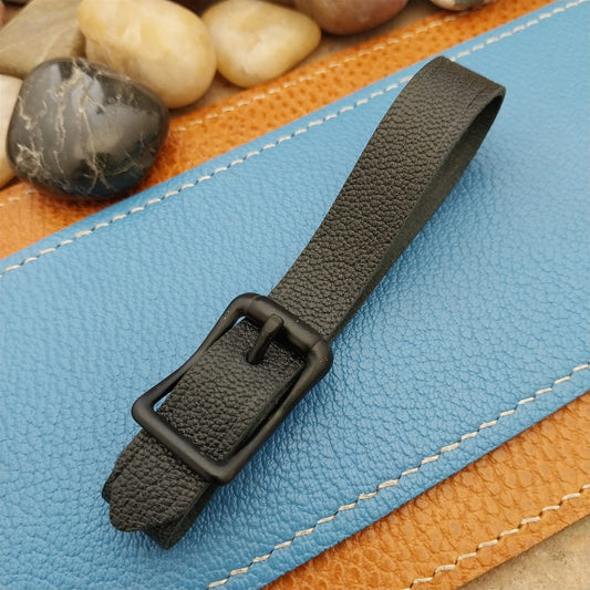 Black French Goatskin Vintage Pocket Watch Fob Strap & Black Solid Buckle
