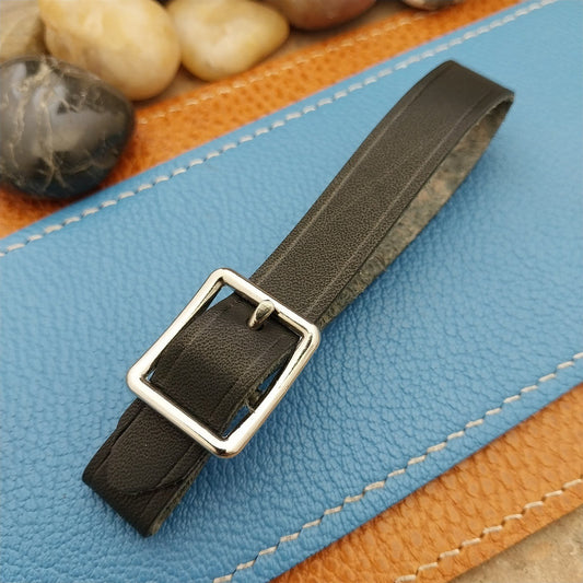 Black Saddle Leather Vintage Pocket Watch Fob Strap & Nickel Finish Solid Buckle