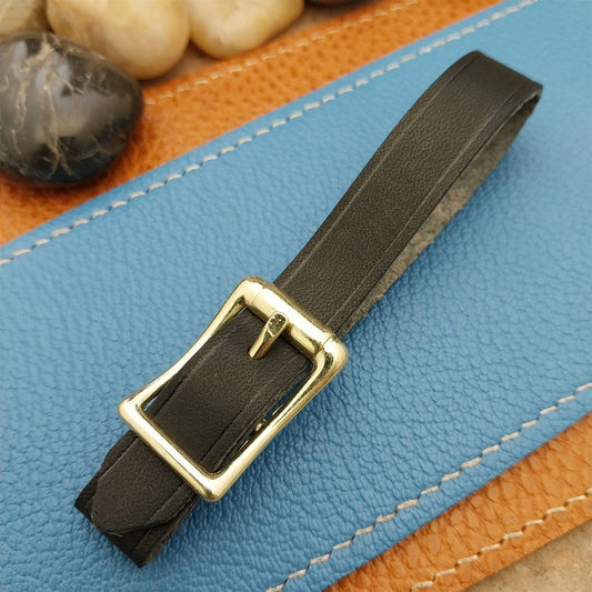 Black Saddle Leather Vintage Pocket Watch Fob Strap & Brass Finish Solid Buckle