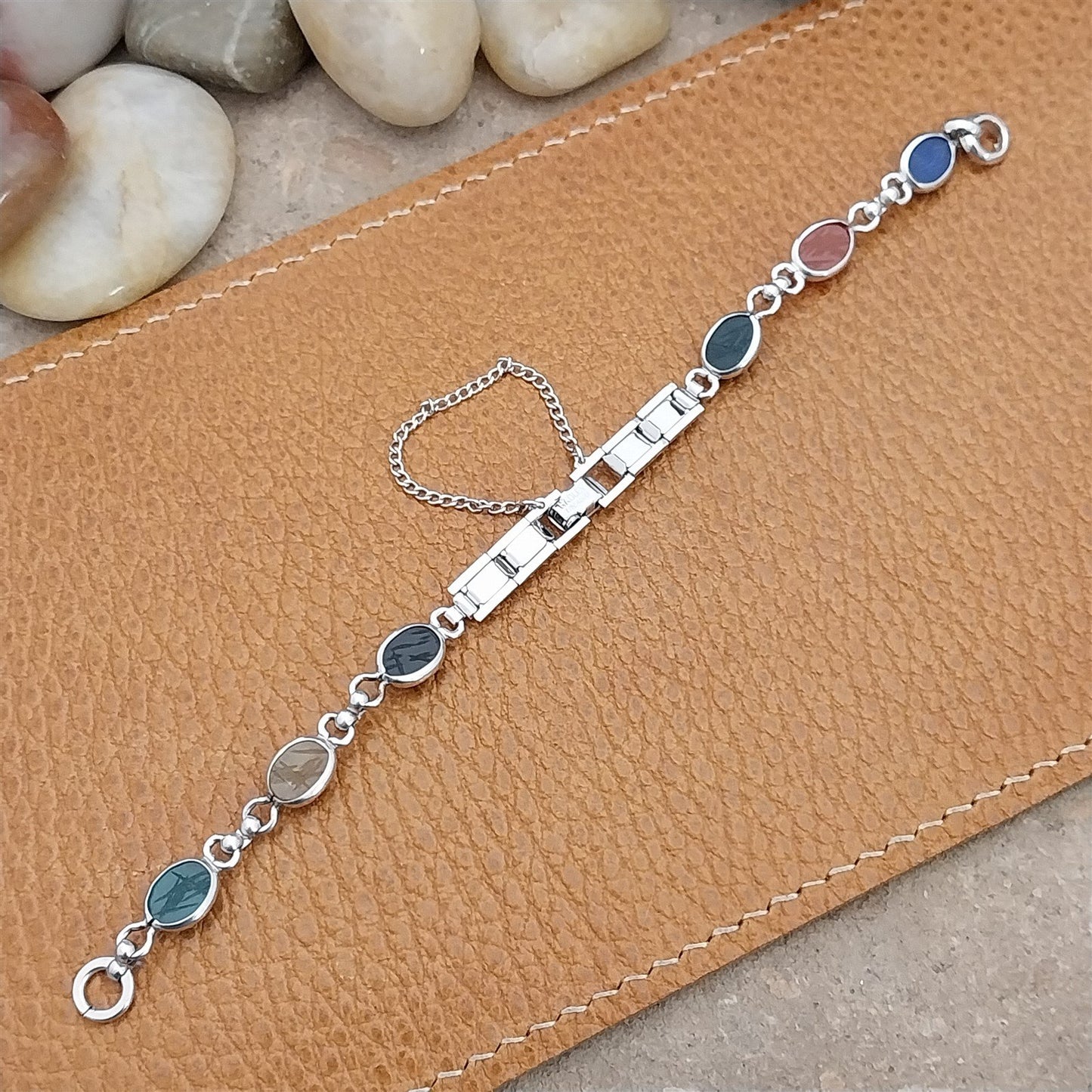 Vintage Hadley Long Ladies Carved Scarabs &Gold-Filled 1960s Cocktail Watch Band