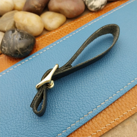 Black Saddle Leather Vintage Pocket Watch Fob Strap & Brass Finish Solid Buckle