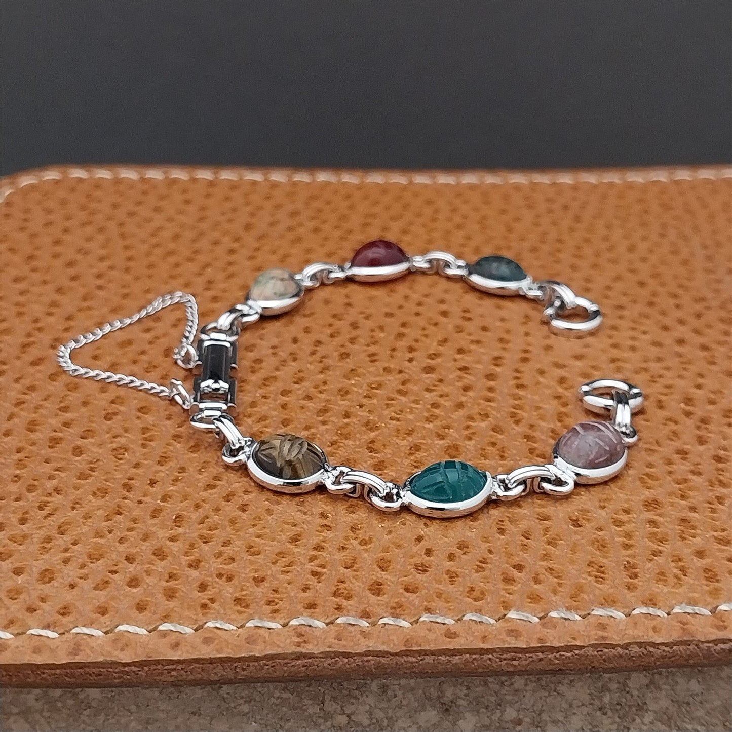 Vintage Kreisler Ladies Carved Scarabs & Gold-Filled 1960s Cocktail Watch Band