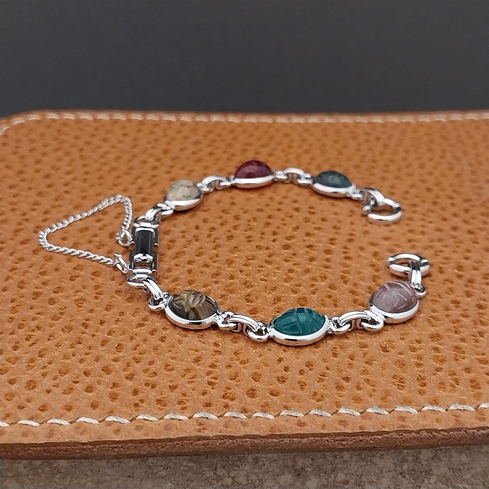 Vintage Kreisler Ladies Carved Scarabs & Gold-Filled 1960s Cocktail Watch Band